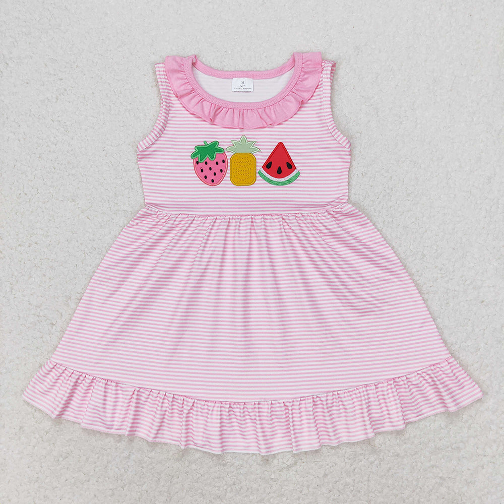 GSD1055  toddler girl clothes embroidery fruits summer dresses