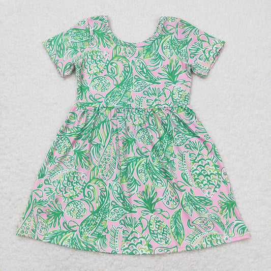 GSD1113 toddler clothes green fishes baby girl summer dress