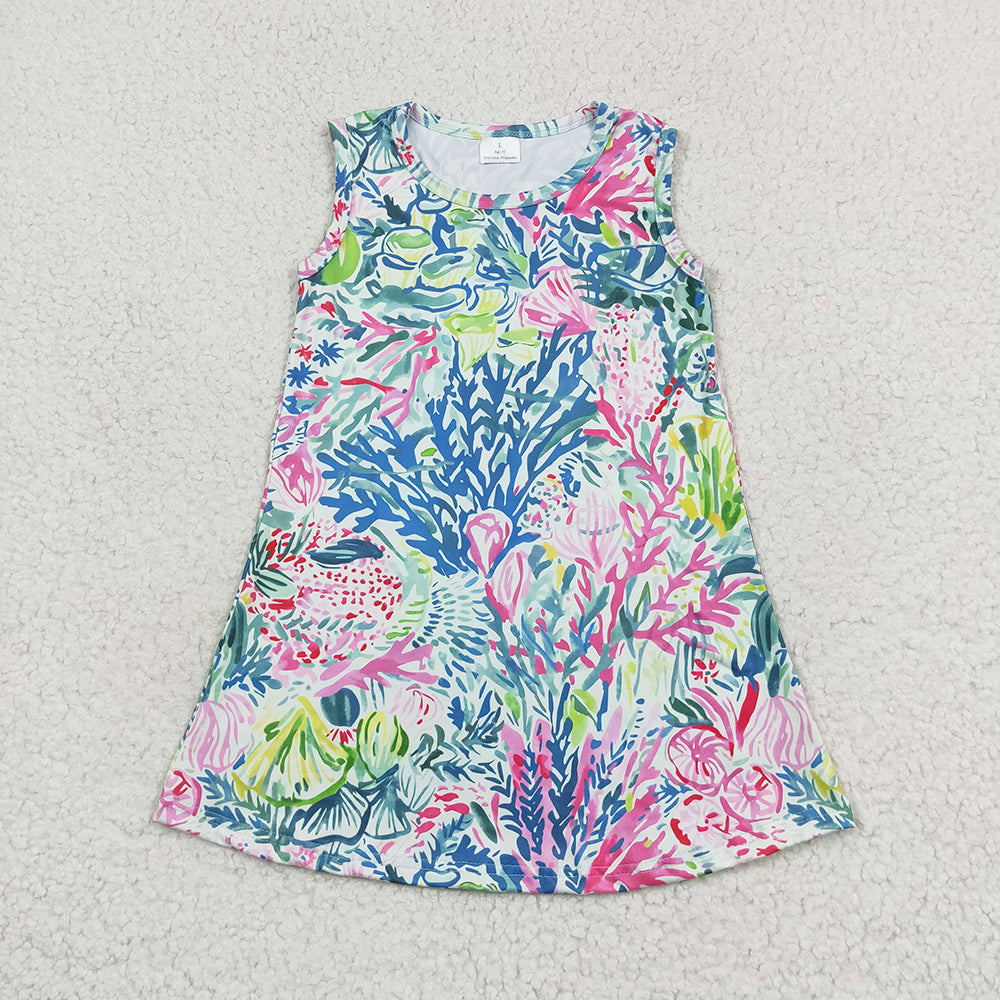 GSD1139 baby girl clothes pink seaweed girl summer dresses