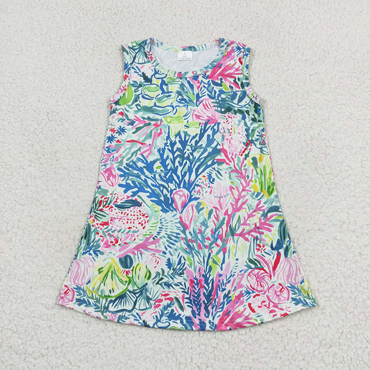 GSD1139 baby girl clothes pink seaweed girl summer dresses