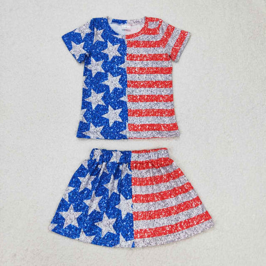 GSD1263  baby girl clothes 4th of July patriotic toddler girl summer outfit