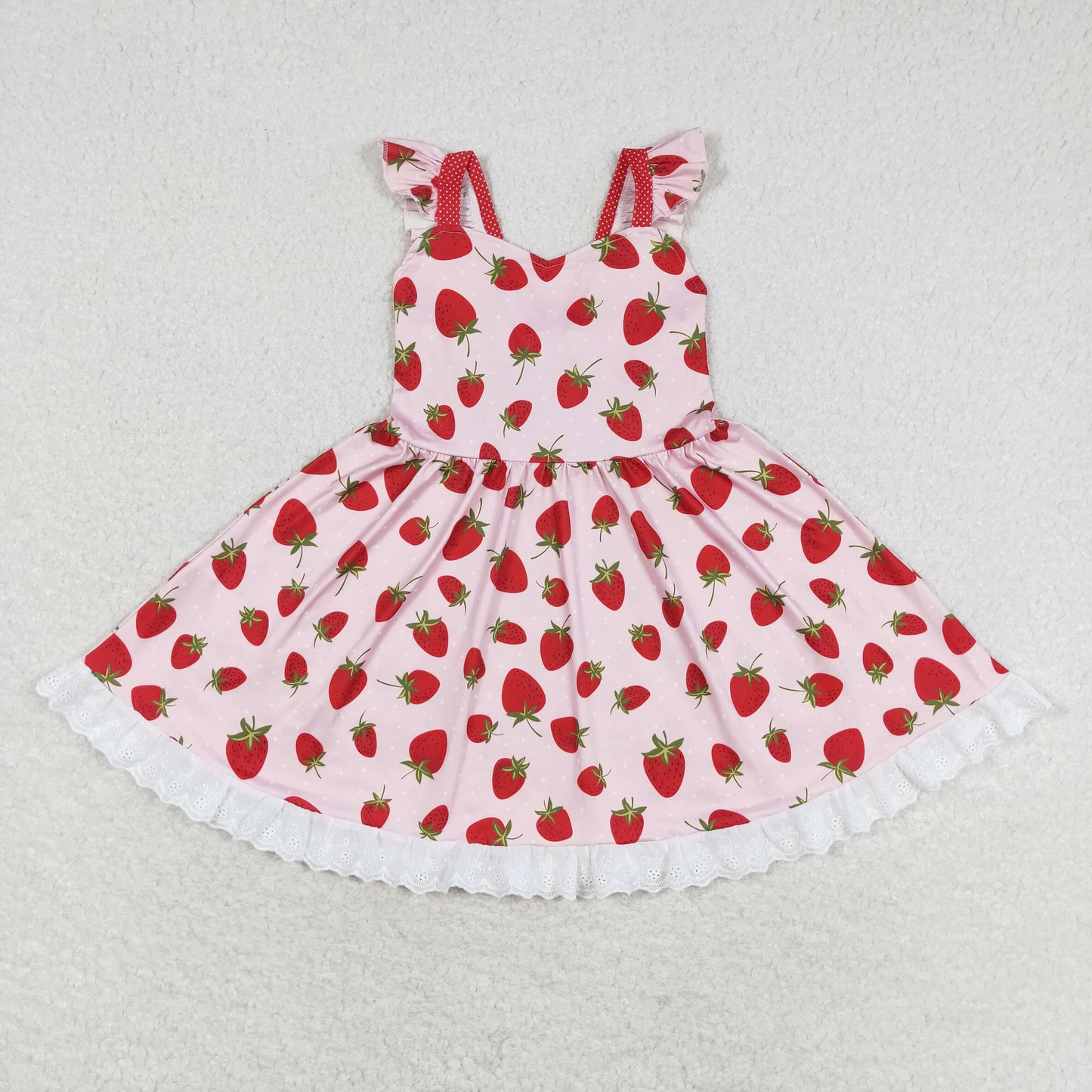 Sibling Baby Girls Strawberry Flowers Top Bell Bottom Pants Clothes Sets Rompers