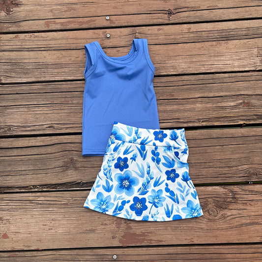 GSD1595  toddler girl clothes blue girl summer flowers yoga outfits