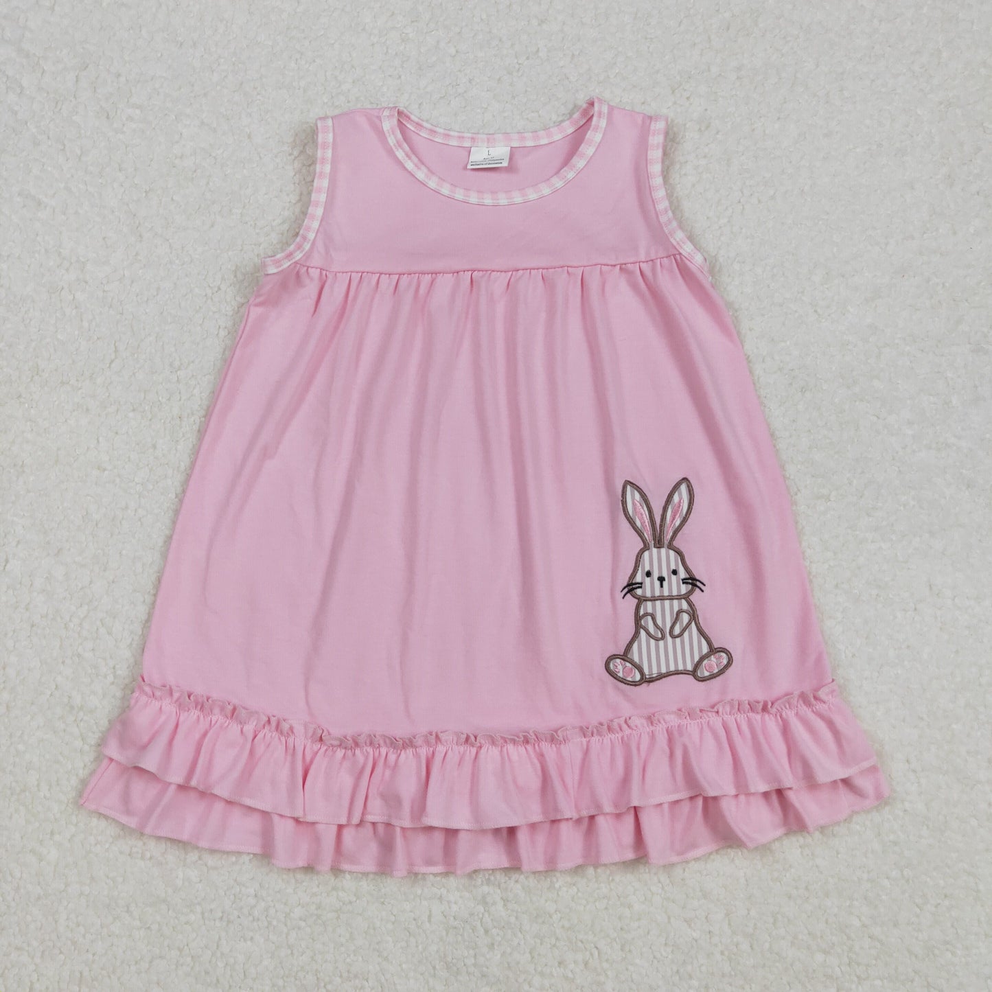 Sibling Baby Kids Embroidery Stripe Rabbits Easter Ruffle Knee Length Dress Shorts Romper