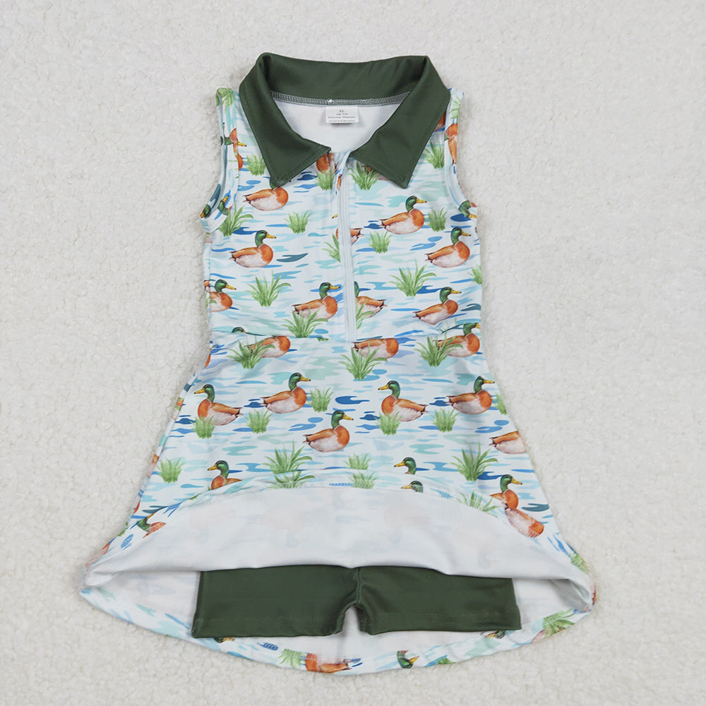 GSD1835 toddler girl clothes ducks mallard summer yoga dresses