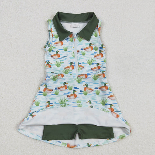 GSD1835 toddler girl clothes ducks mallard summer yoga dresses