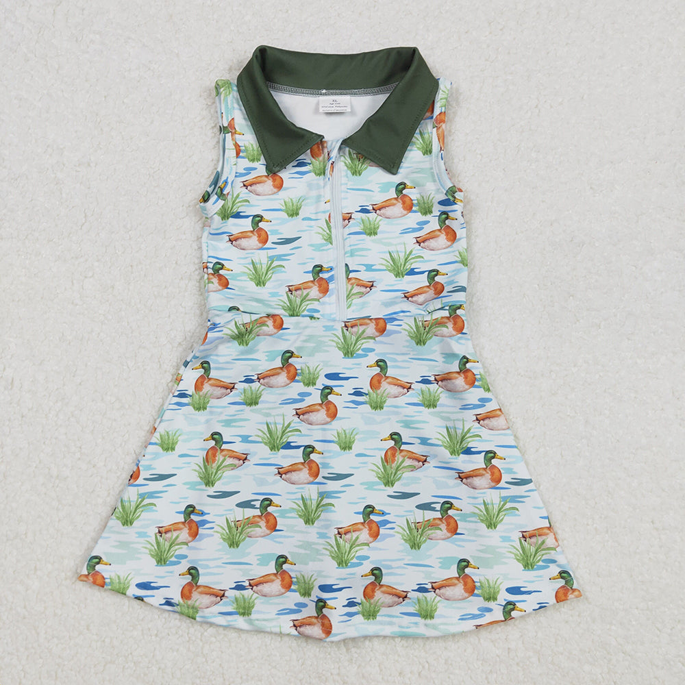 GSD1835 toddler girl clothes ducks mallard summer yoga dresses