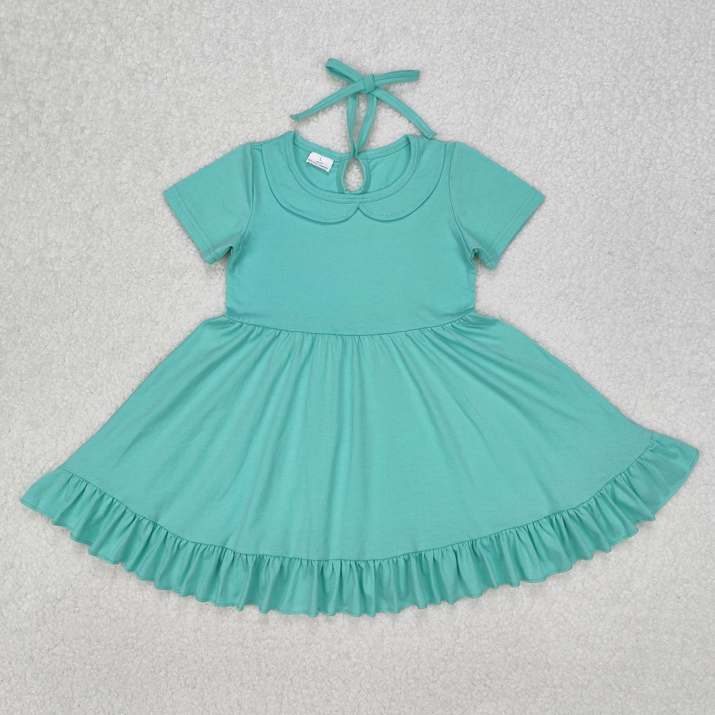 Sibling Baby Girls Round Collar Ruffle Knee Length Dresses