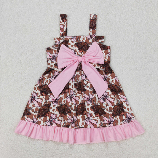 GSD1945  baby girl clothes western highland cow bow summer dresses