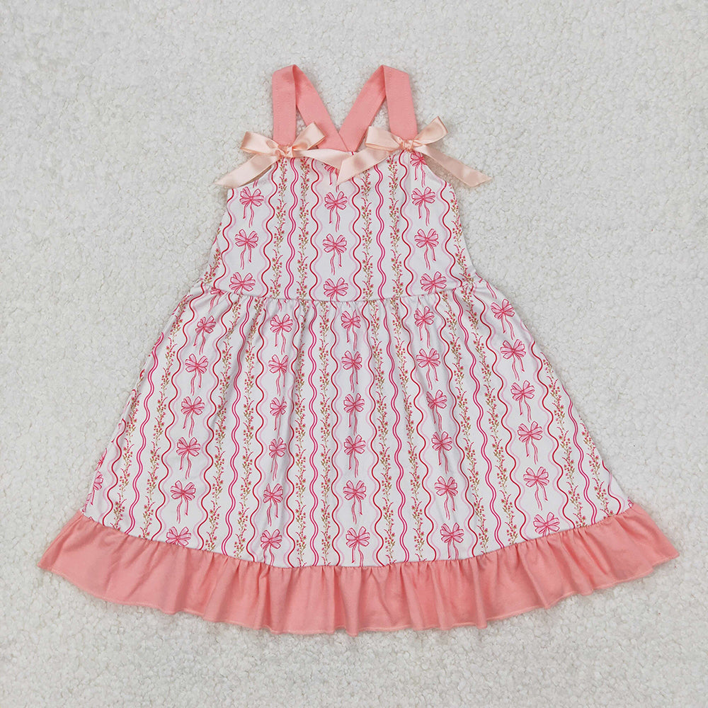 Sibling Baby Girls Pink Flowers Bows Rompers Dresses Outfits
