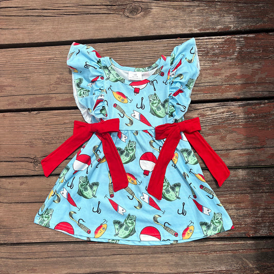 GSD1953 toddler clothes fishing bows baby girl summer dresses