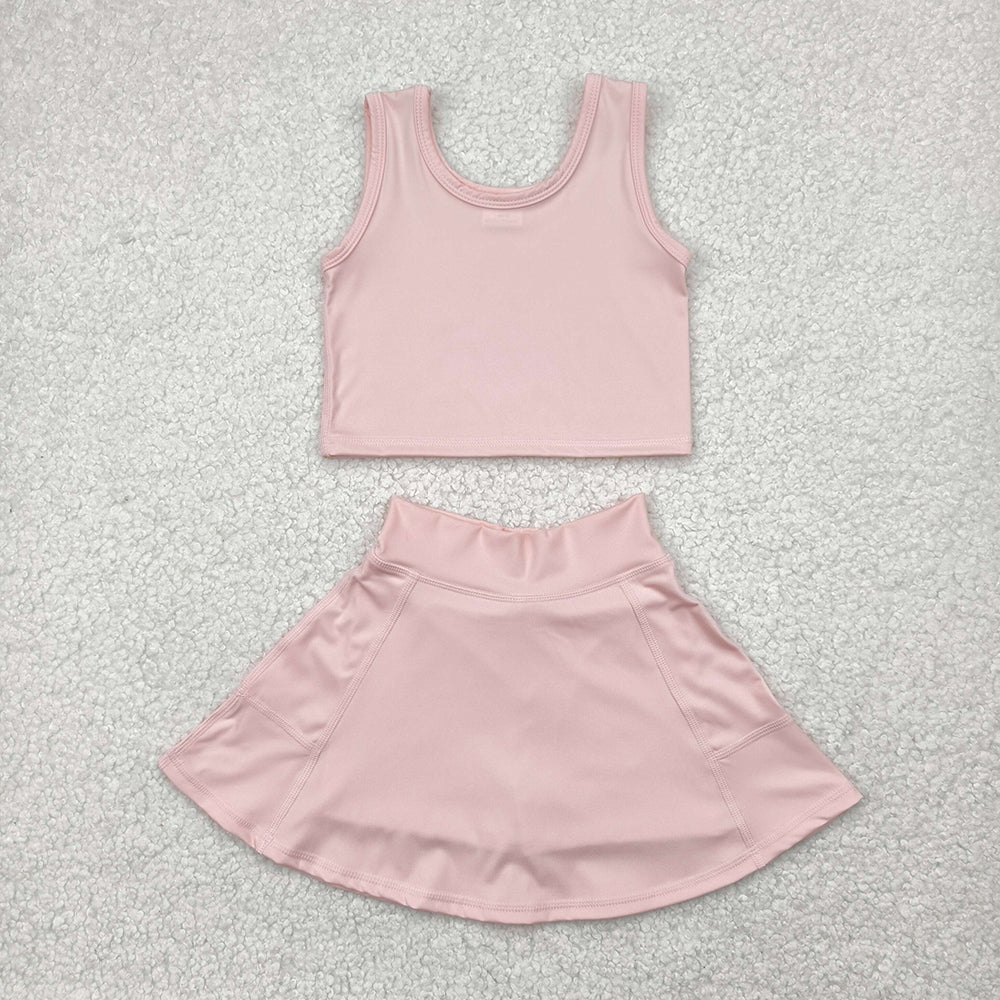 GSD1977 Baby Girls Pink Crop Top Skorts Skirts Outfits Active Sets