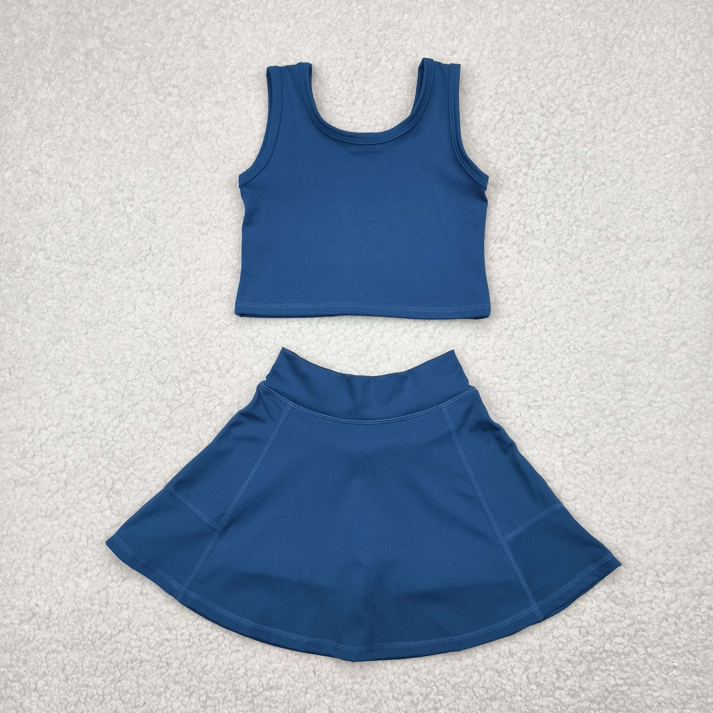 GSD1986 Baby Girls Dark Blue Crop Top Skorts Skirts Outfits Active Sets