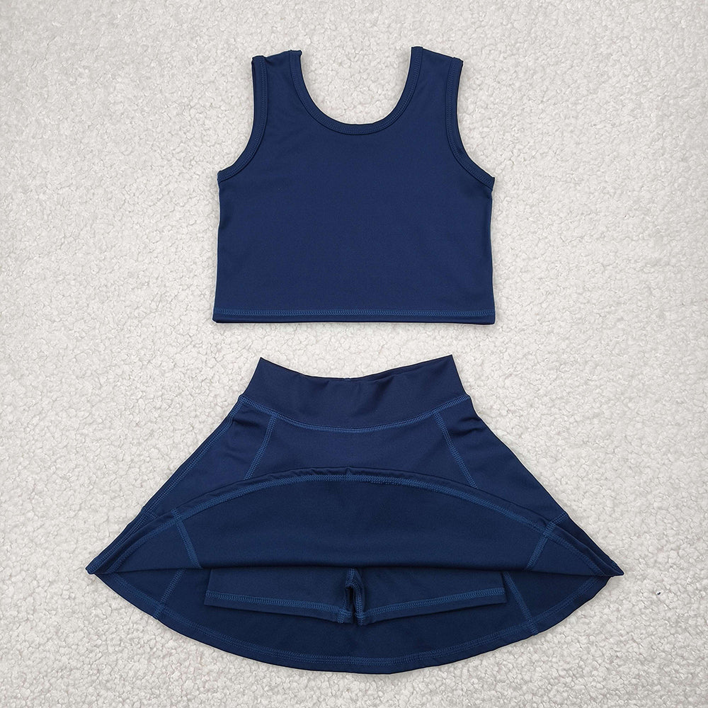 GSD1987 Baby Girls Navy Crop Top Skorts Skirts Outfits Active Sets