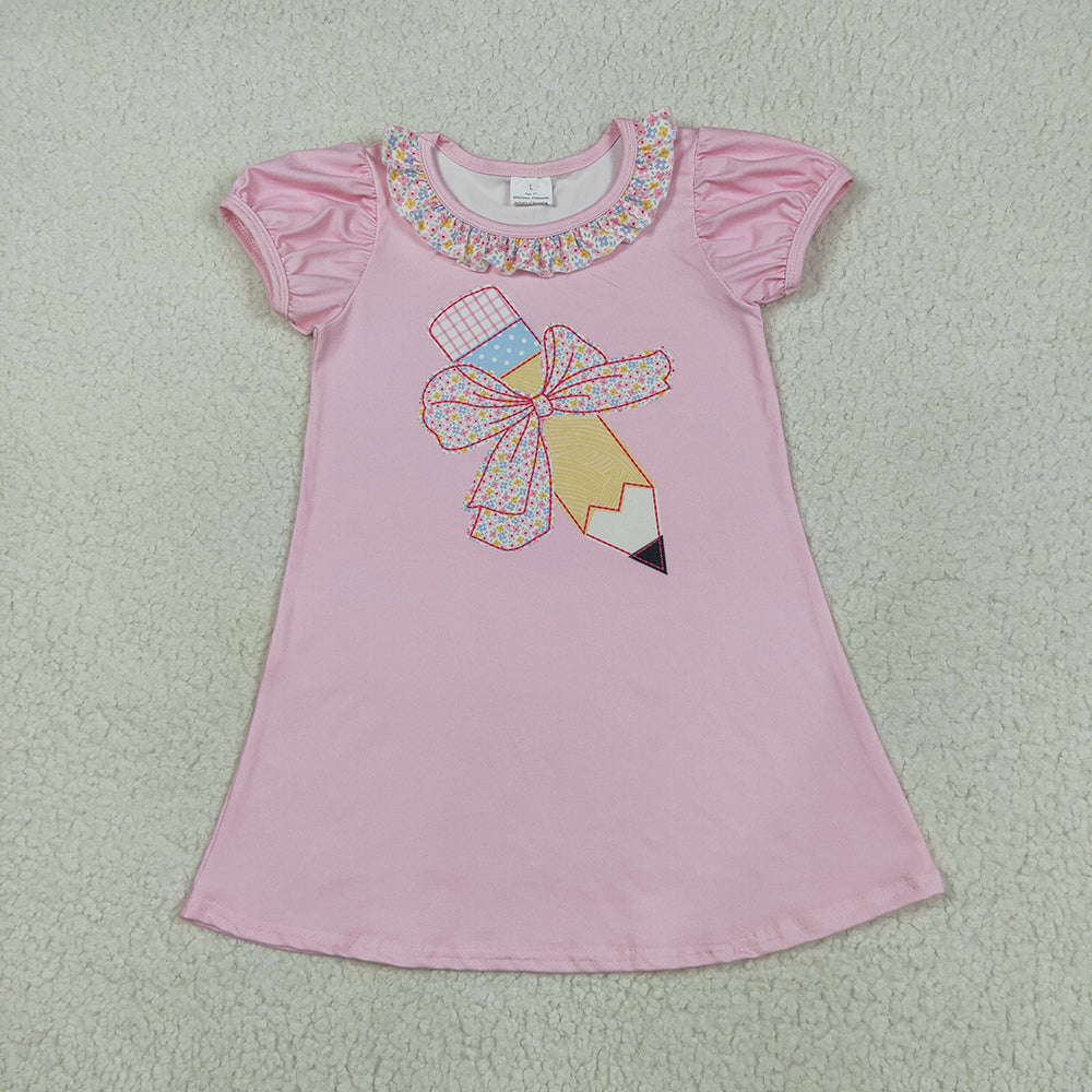 GSD2017 toddler clothes baby girl back to school pencil bow summer dress