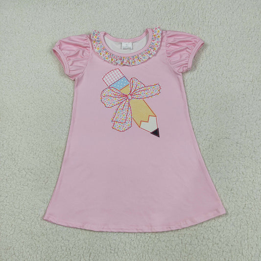 GSD2017 toddler clothes baby girl back to school pencil bow summer dress