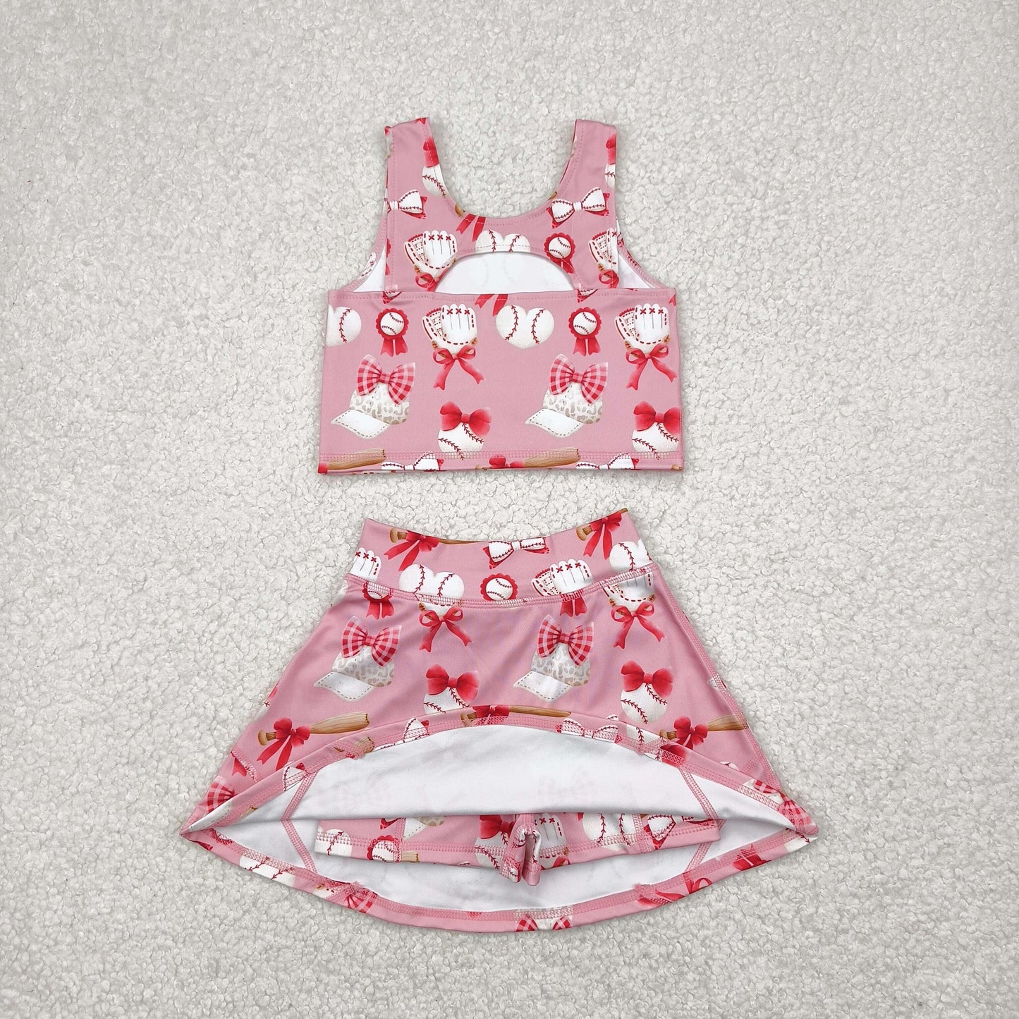 Sibling Baby Girls Football Baseball Cheer Yoga Active Wear Top Shorts Skirts Clothes Sets