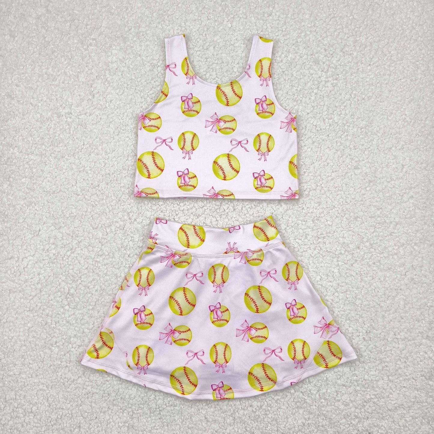 Sibling Baby Girls Football Baseball Cheer Yoga Active Wear Top Shorts Skirts Clothes Sets