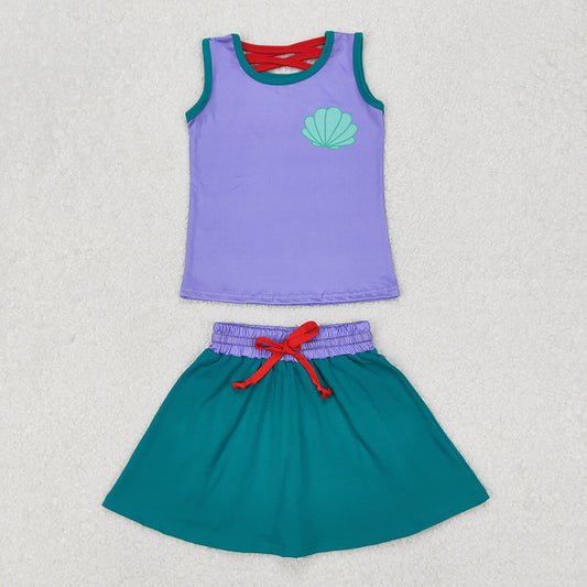 GSD2064 Baby girls lavender top skorts shorts outfits sets