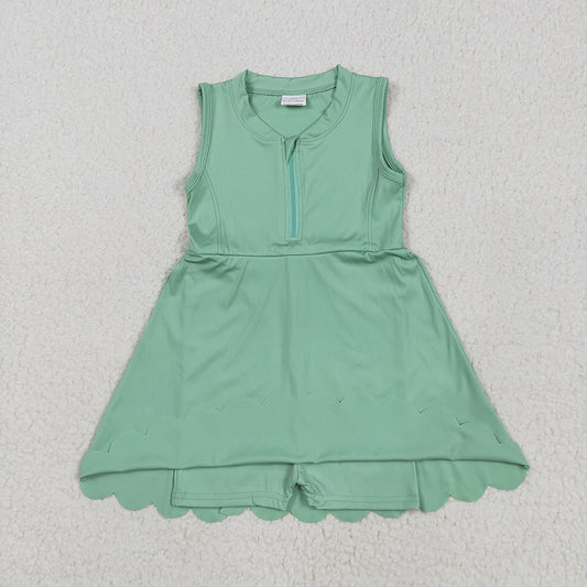GSD2089 toddler girl clothes Sleeveless Green athletic summer yoga dresses