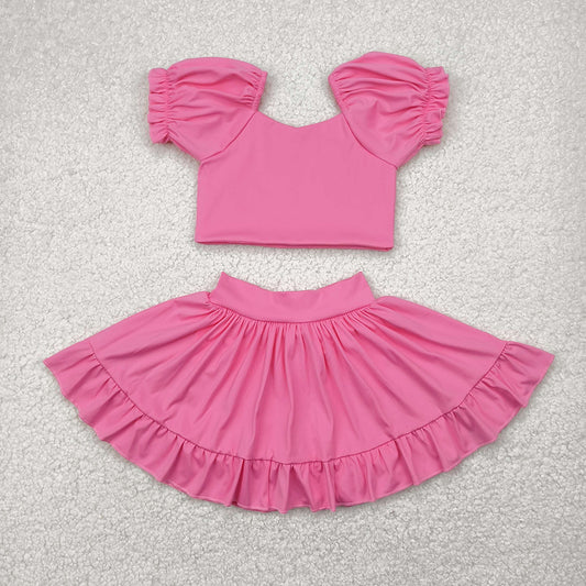 GSD2102 Hotpink Crop Top Yoga Skorts Shorts Boutique Outfits Sets