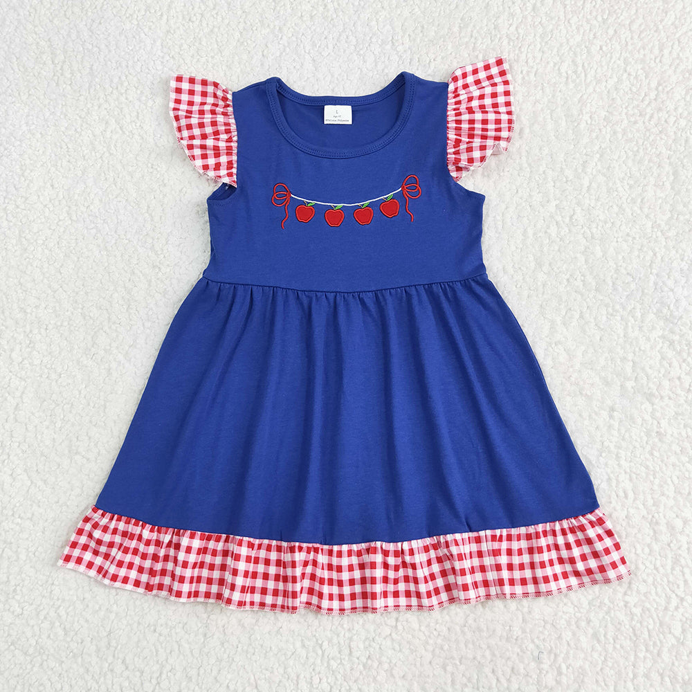 Sibling Boys Baby Girls Embroidery Apple Back To School Outfits Sets