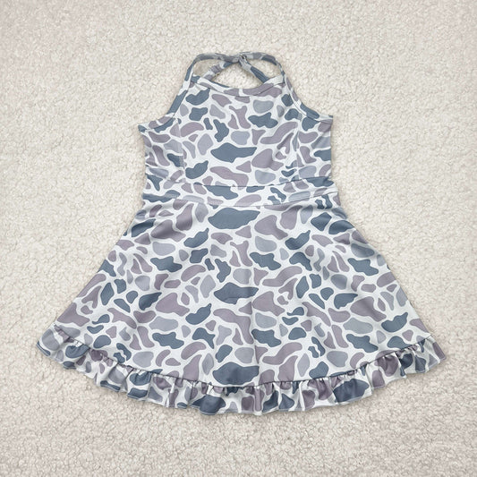 GSD2308 toddler girl clothes old school camouflage athletic summer yoga dresses