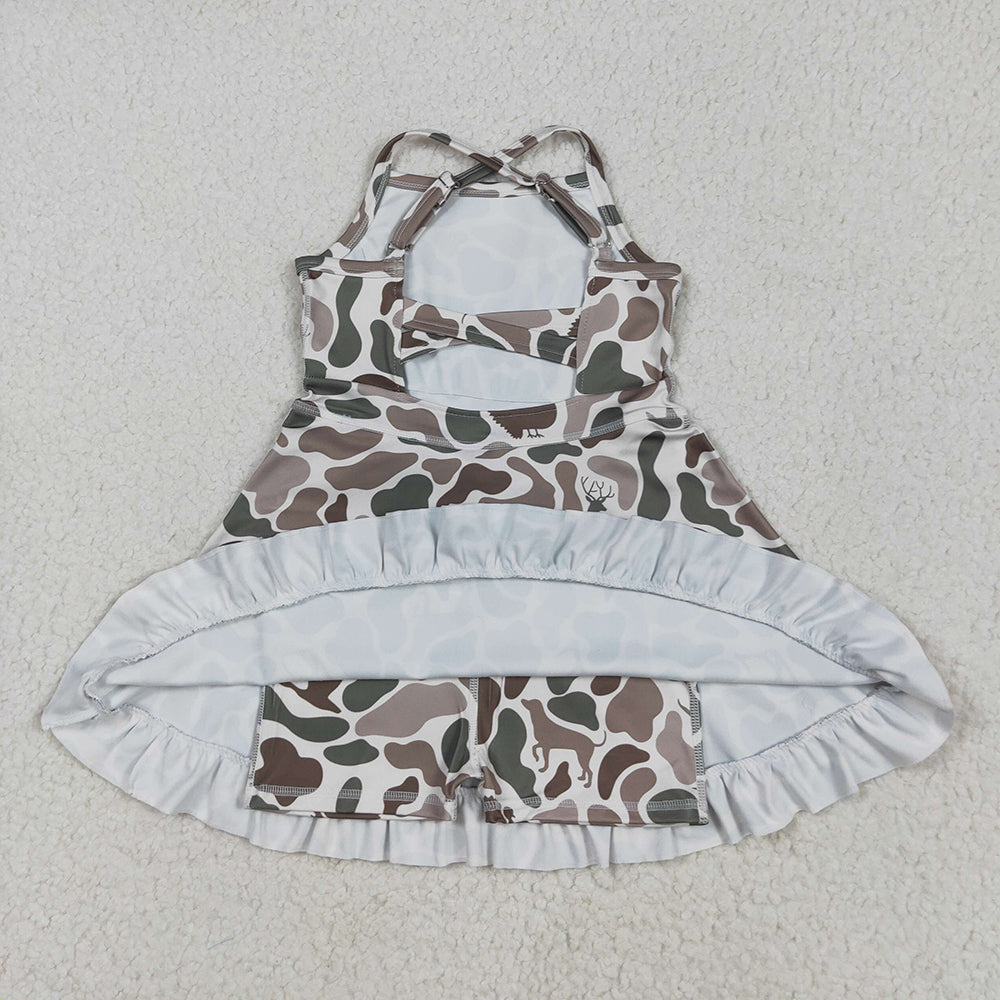 GSD2311 toddler girl clothes ducks camouflage athletic summer yoga dresses