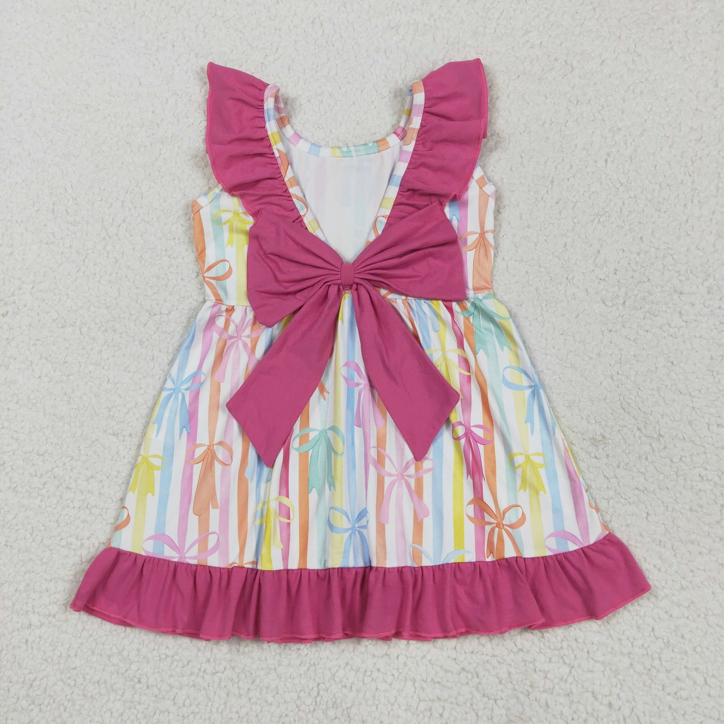 Sibling Baby Girls Flowers Plaid Sleeveless Ruffle Collar Back Bow Knee Length Dresses