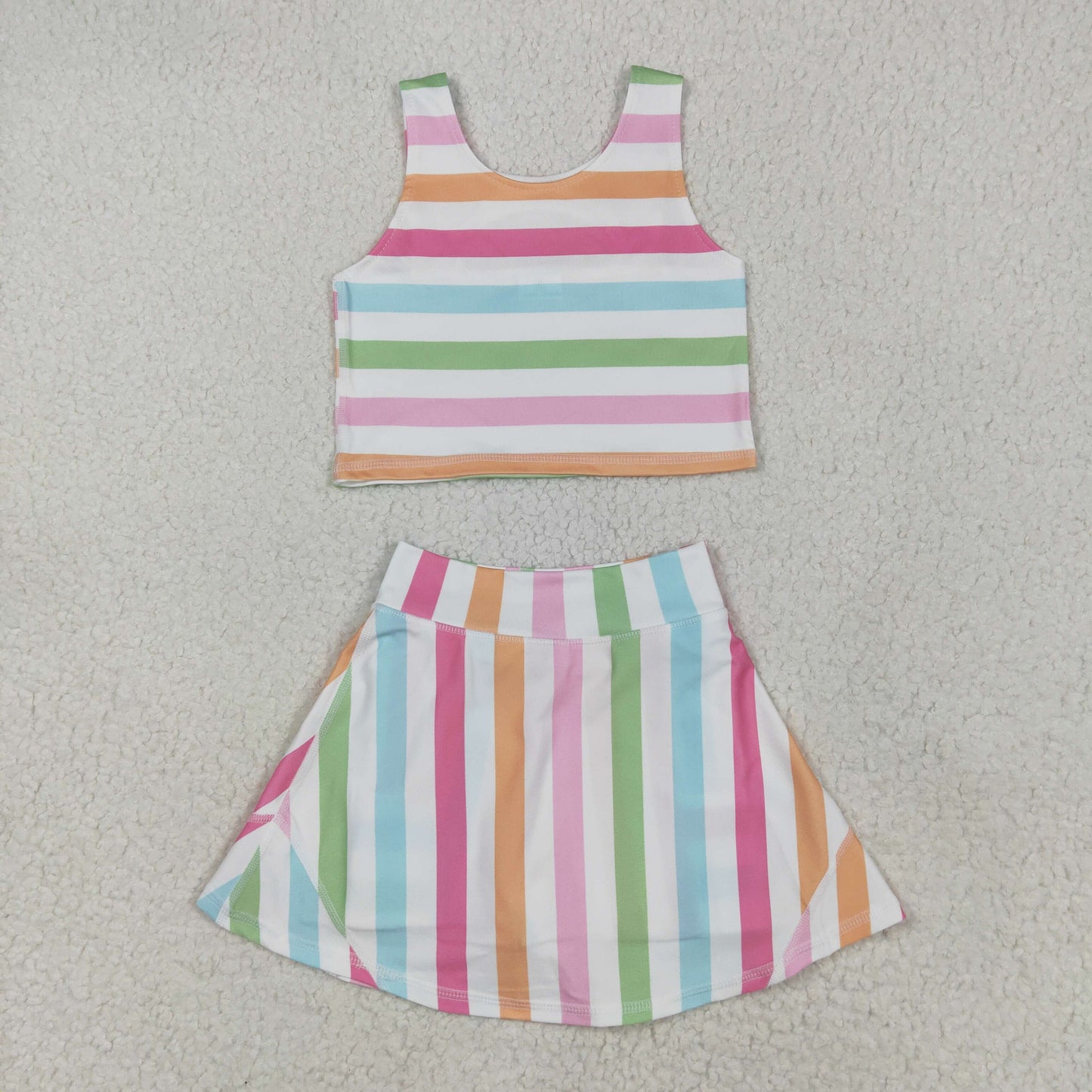 Sibling Baby Girls Sleeveless Stripe Plaid Athletic Skorts Dresses Sets