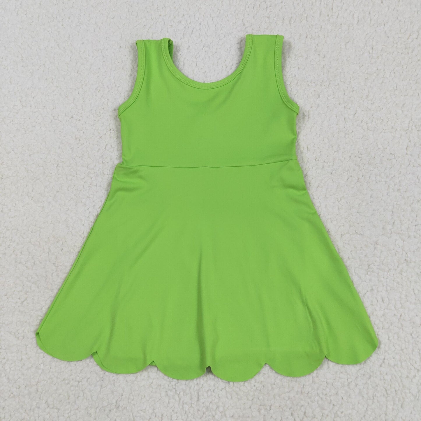 GSD2351 Baby Girls Sleeveless Green Yoga Active Shorts Knee Length Dresses