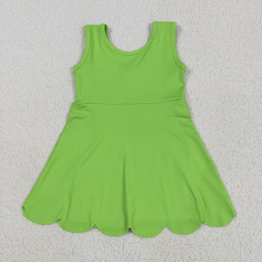 GSD2351 Baby Girls Sleeveless Green Yoga Active Shorts Knee Length Dresses