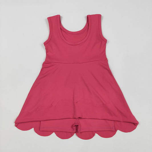 GSD2352 toddler girl clothes Hotpink scallop athletic summer yoga dresses