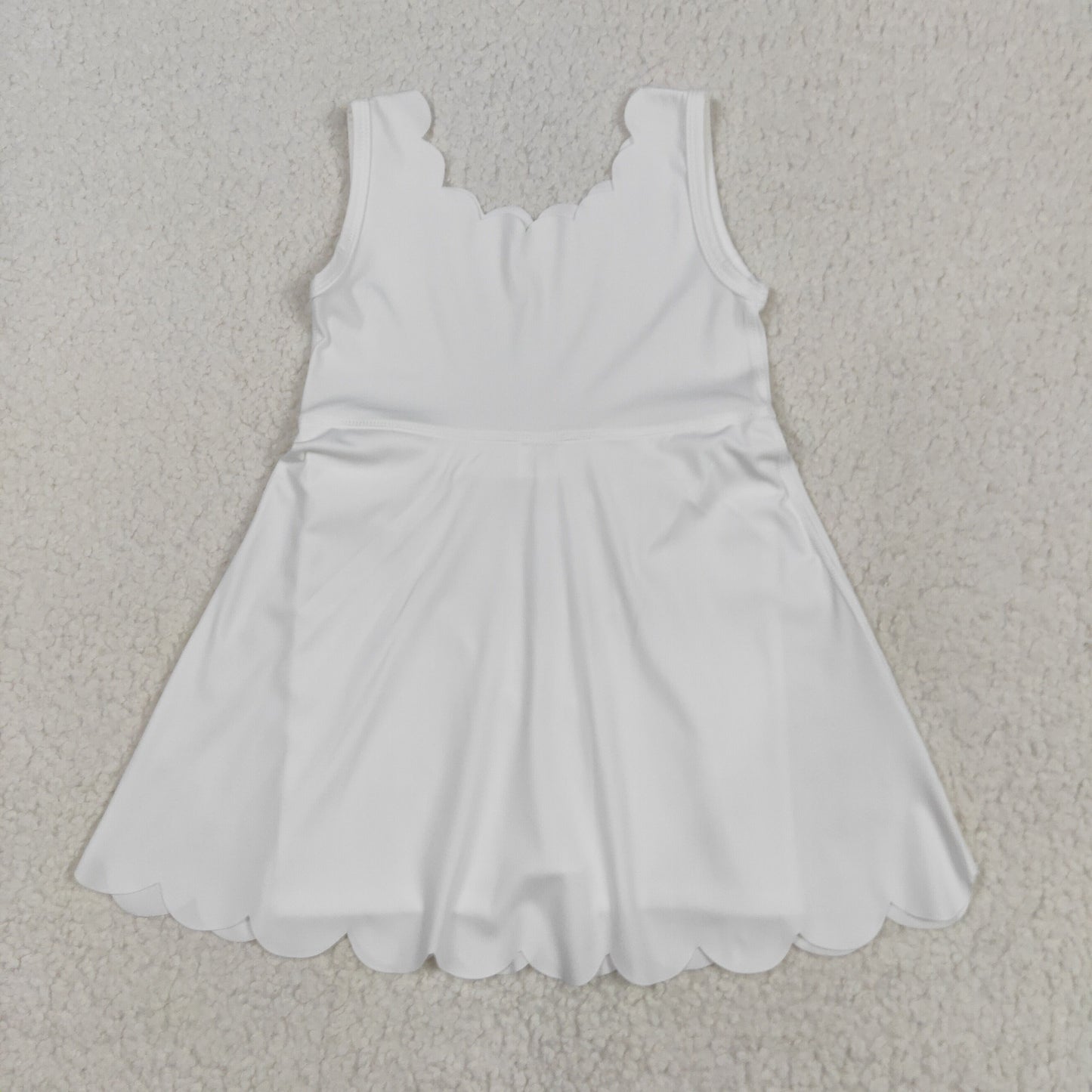 GSD2370 Baby Girls Sleeveless White Yoga Active Shorts Knee Length Dresses