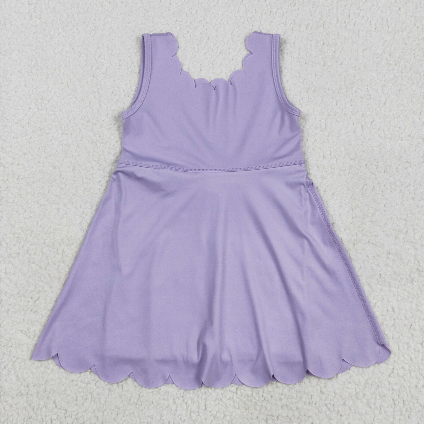 GSD2372 Baby Girls Sleeveless Lavender Yoga Active Shorts Knee Length Dresses