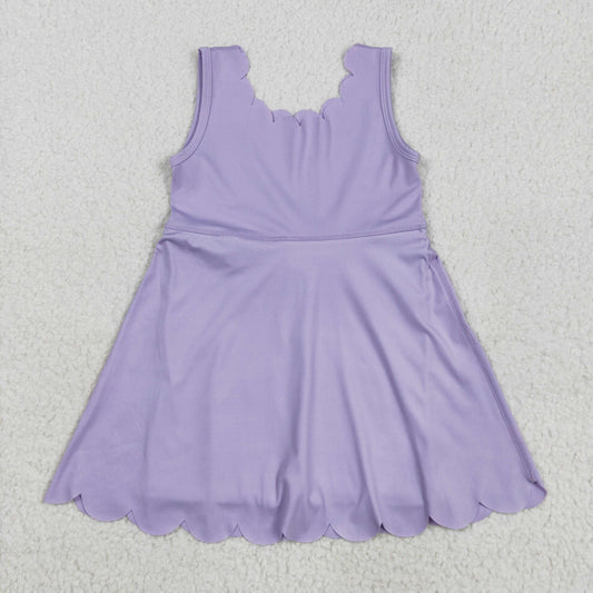 GSD2372 Baby Girls Sleeveless Lavender Yoga Active Shorts Knee Length Dresses