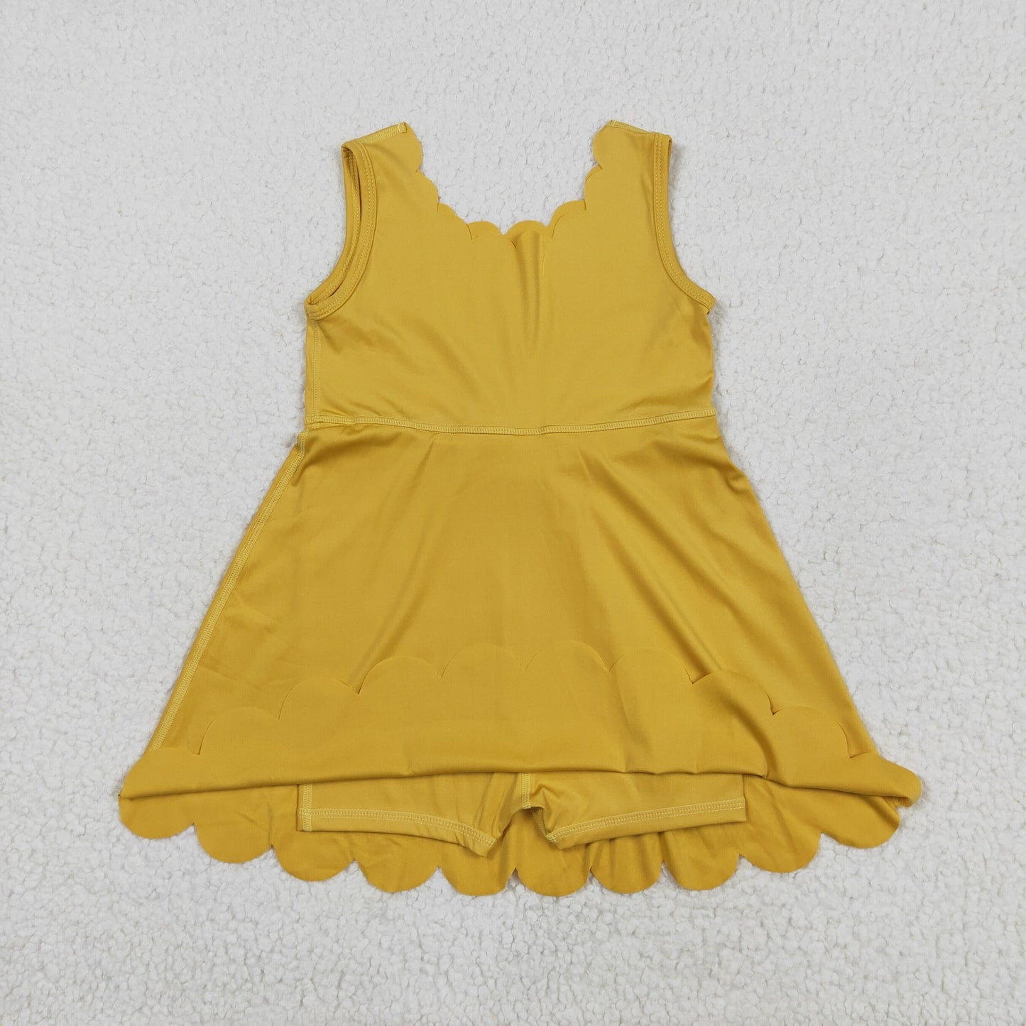 GSD2373 Baby Girls Sleeveless Gold Yoga Active Shorts Knee Length Dresses