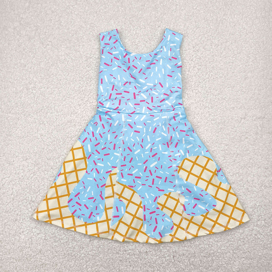 GSD2380 toddler girl clothes blue team drips sprinkles athletic summer yoga dresses