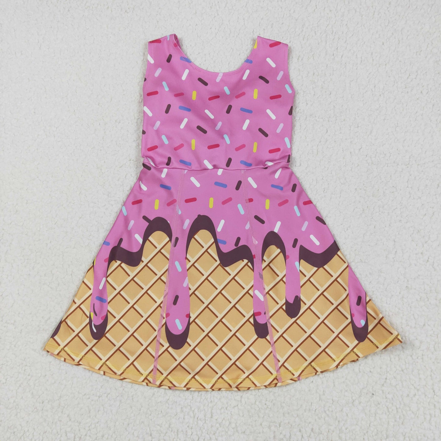 Sibling Baby Girls Ice-cream Drip Yoga Skort Knee Length Dresses