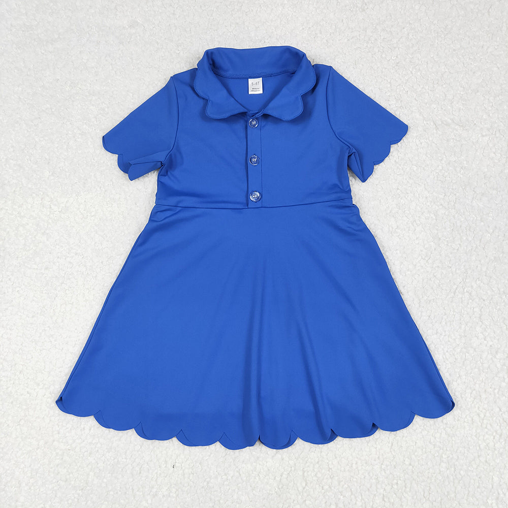 GSD2475 toddler girl clothes royal blue scallop athletic summer yoga dresses