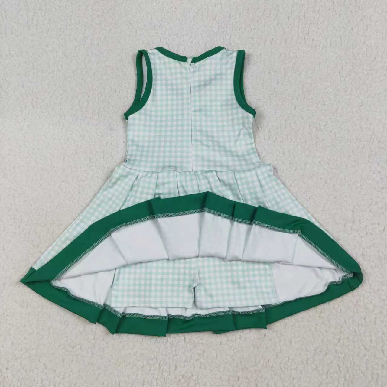 Sibling 3 Colors Baby Girls Plaid Sleeveless Ruffle Short Yoga Knee Length Dresses