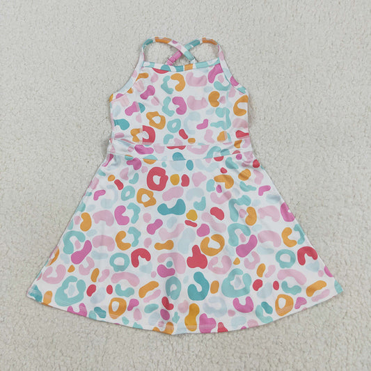 GSD2645 toddler girl clothes Colorful Leopard athletic Tennis yoga dresses