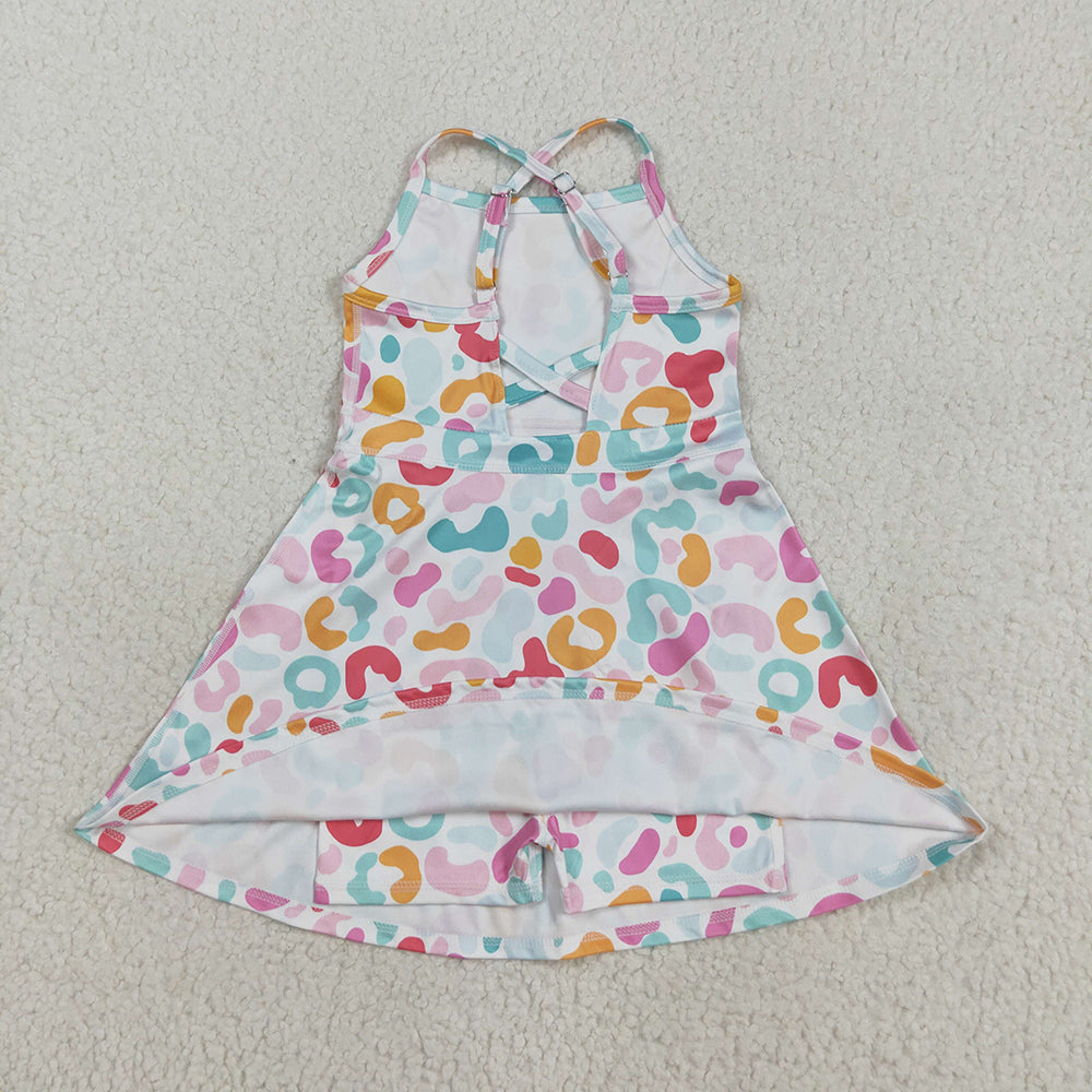 GSD2645 toddler girl clothes Colorful Leopard athletic Tennis yoga dresses