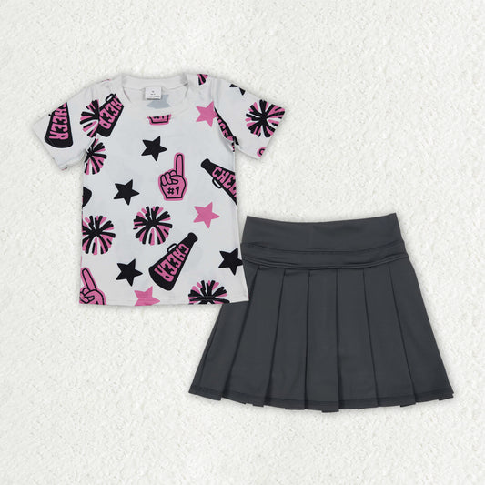GSD2715 Pink Cheer Top Yoga Skorts Shorts Boutique Outfits Sets