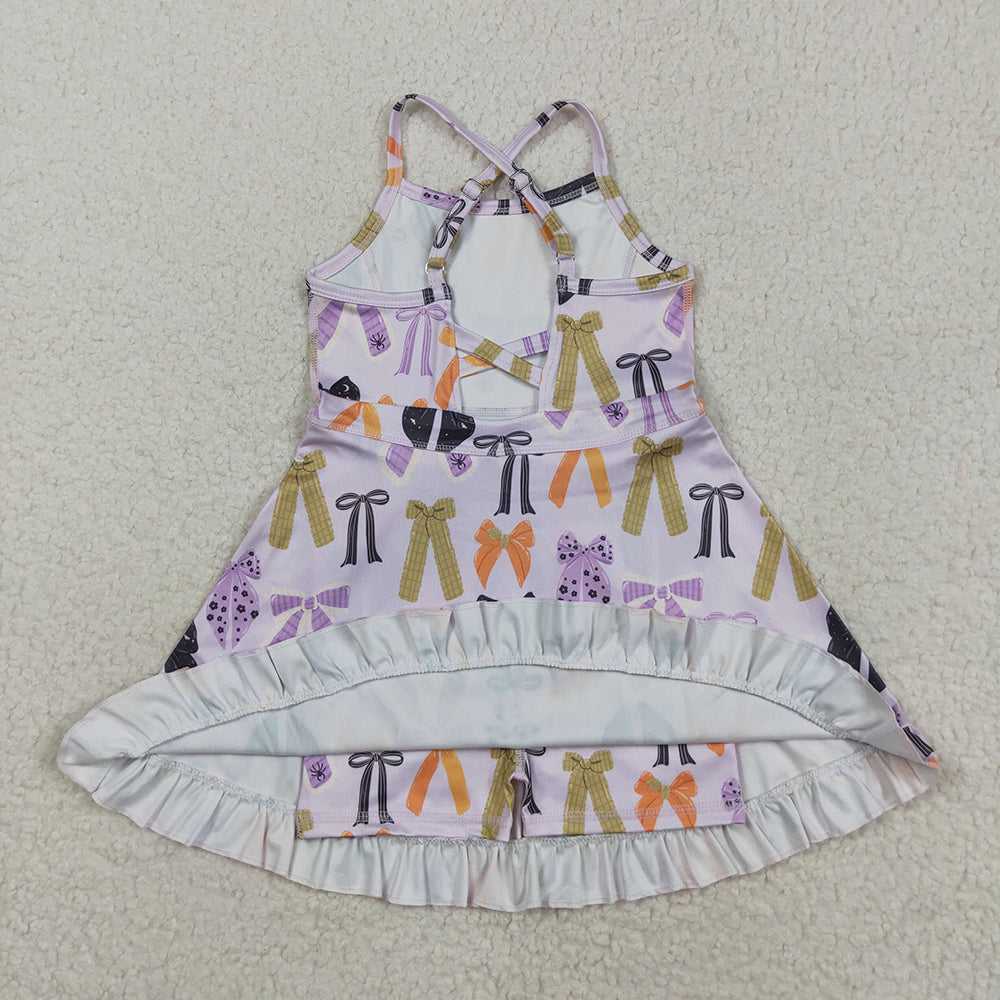 GSD2737 toddler girl clothes Halloween Purple Bows athletic Tennis yoga dresses