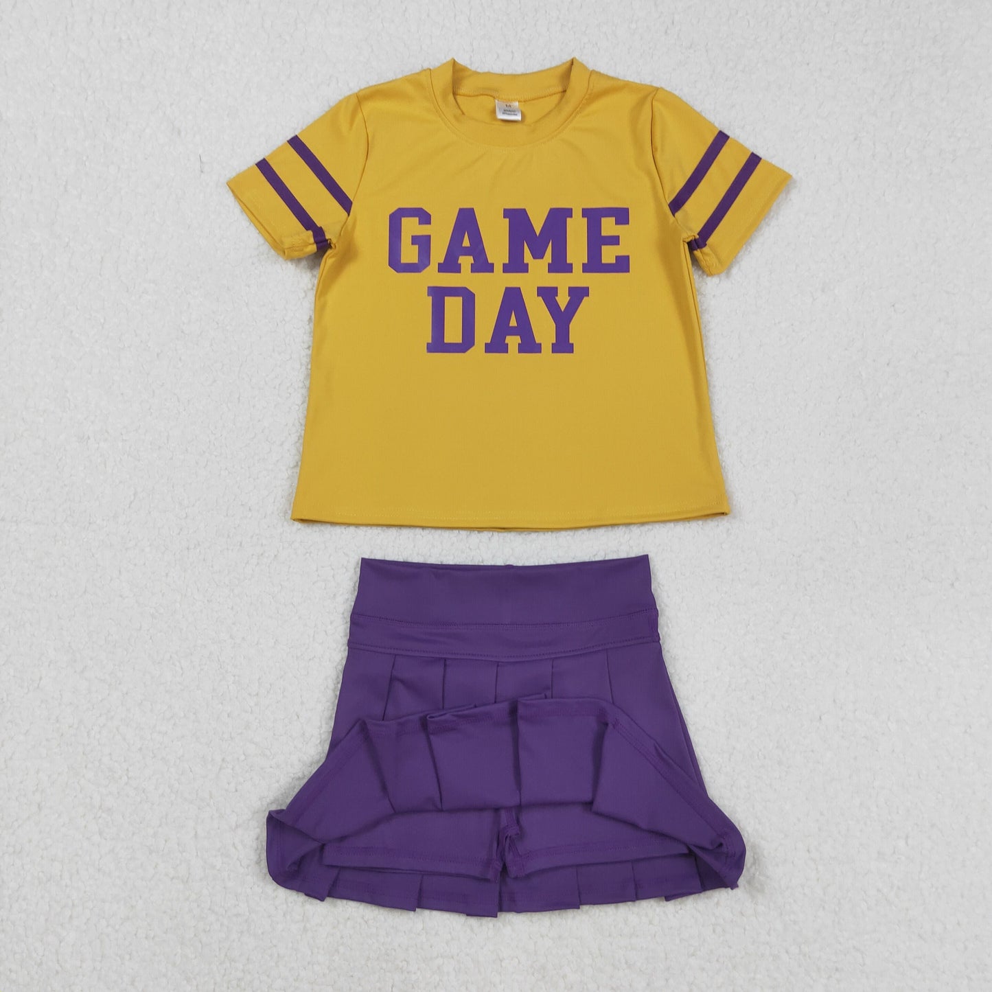 Sibling Baby Girls Game Day Tee Shirts Tops Pleated Skirts Short Yoga Active Team Clothes Sets