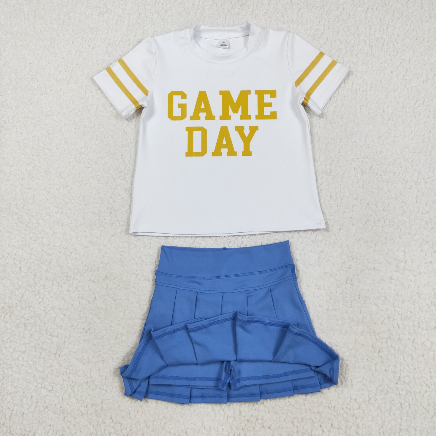Sibling Baby Girls Game Day Tee Shirts Tops Pleated Skirts Short Yoga Active Team Clothes Sets