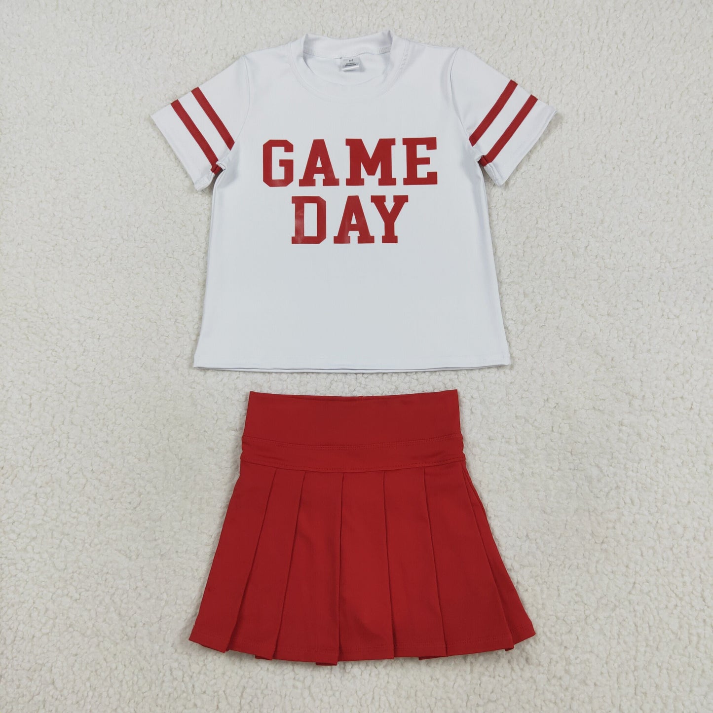 Sibling Baby Girls Game Day Tee Shirts Tops Pleated Skirts Short Yoga Active Team Clothes Sets