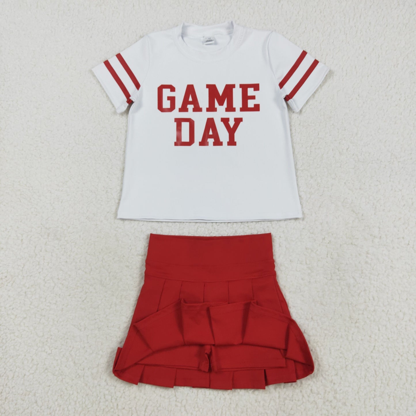 Sibling Baby Girls Game Day Tee Shirts Tops Pleated Skirts Short Yoga Active Team Clothes Sets