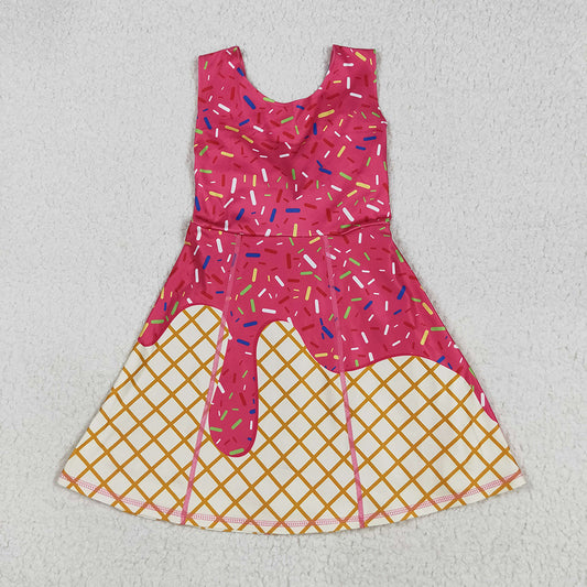 GSD2747 toddler girl clothes pink team drips sprinkles athletic summer yoga dresses